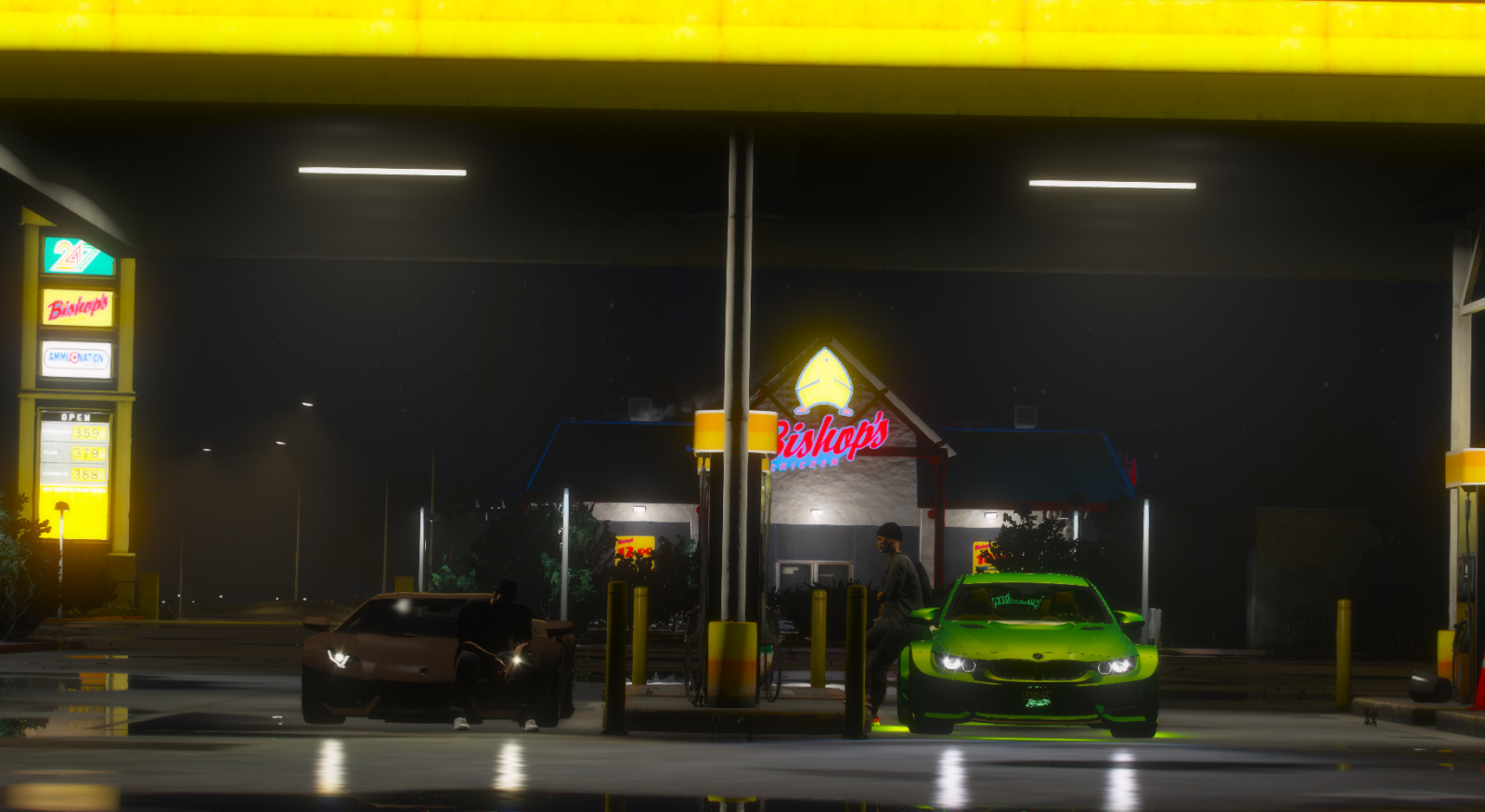 Gas station late night